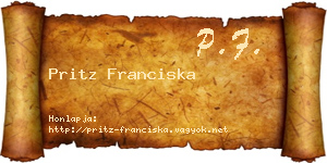 Pritz Franciska névjegykártya